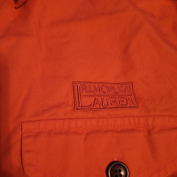 Lauren Ralph Lauren Shirt Women Small Orange Button Up Long Sleeve Pockets Logo - Picture 8 of 8